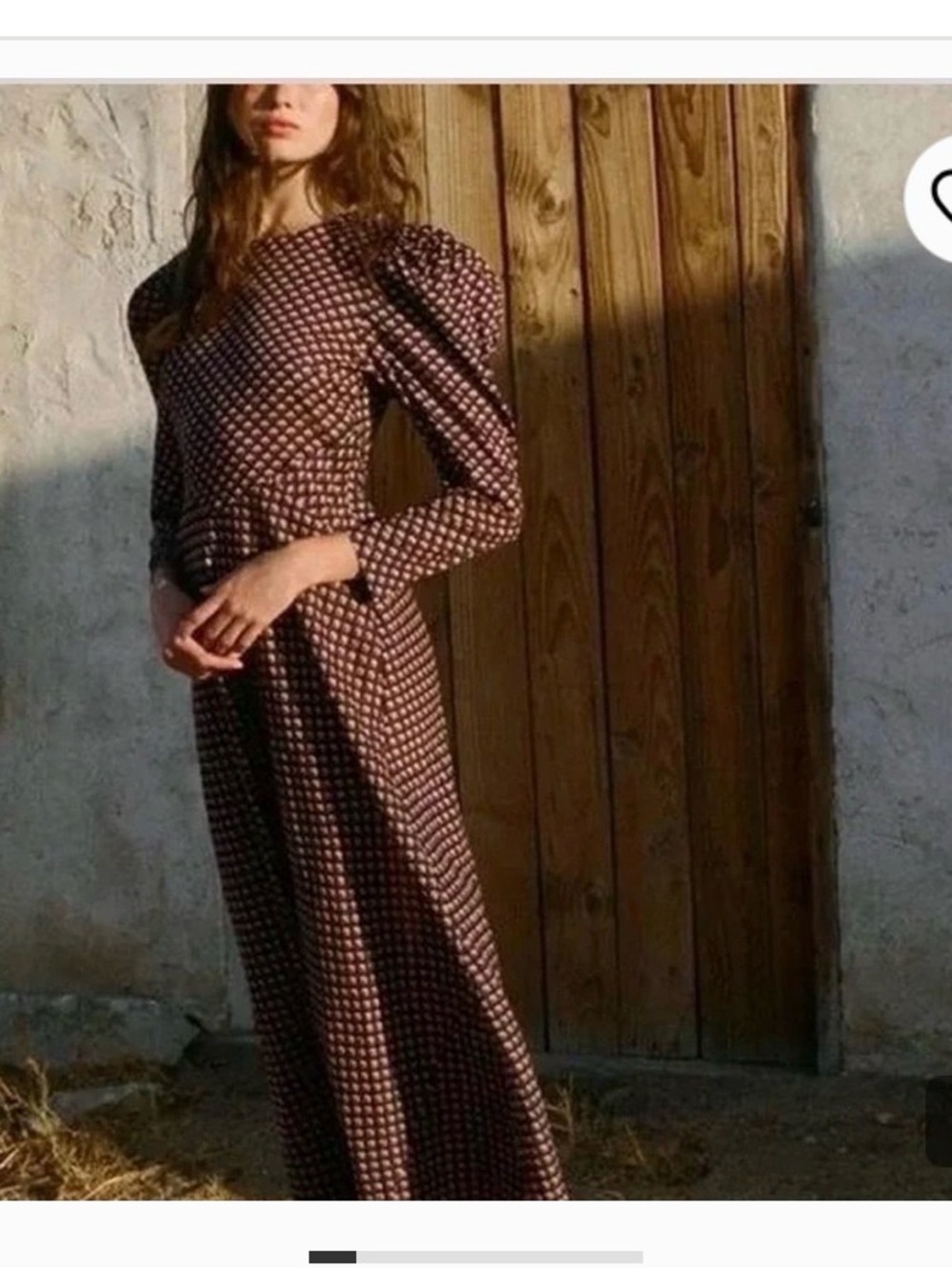 Doen Brown Geo-Print Long Sleeve Maxi Dress size small